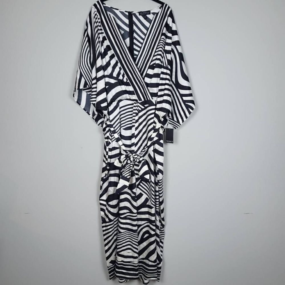 Eloquii Womens Plus 26 3X Wide Leg Jumpsuit Black White Cropped Pockets NWT - Picture 3 of 8